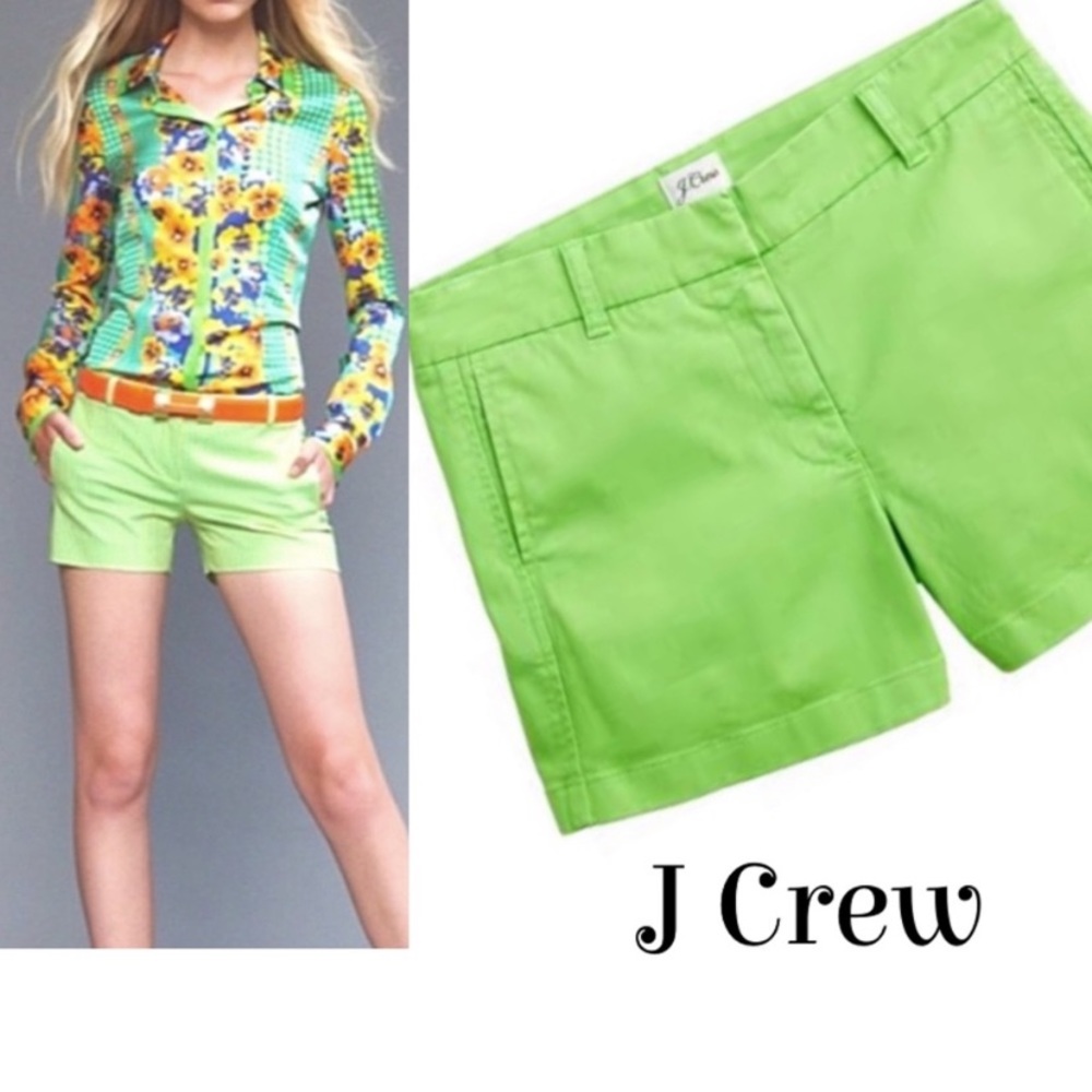 J. Crew citrus lime 100% cotton chino 3” shorts Size 2